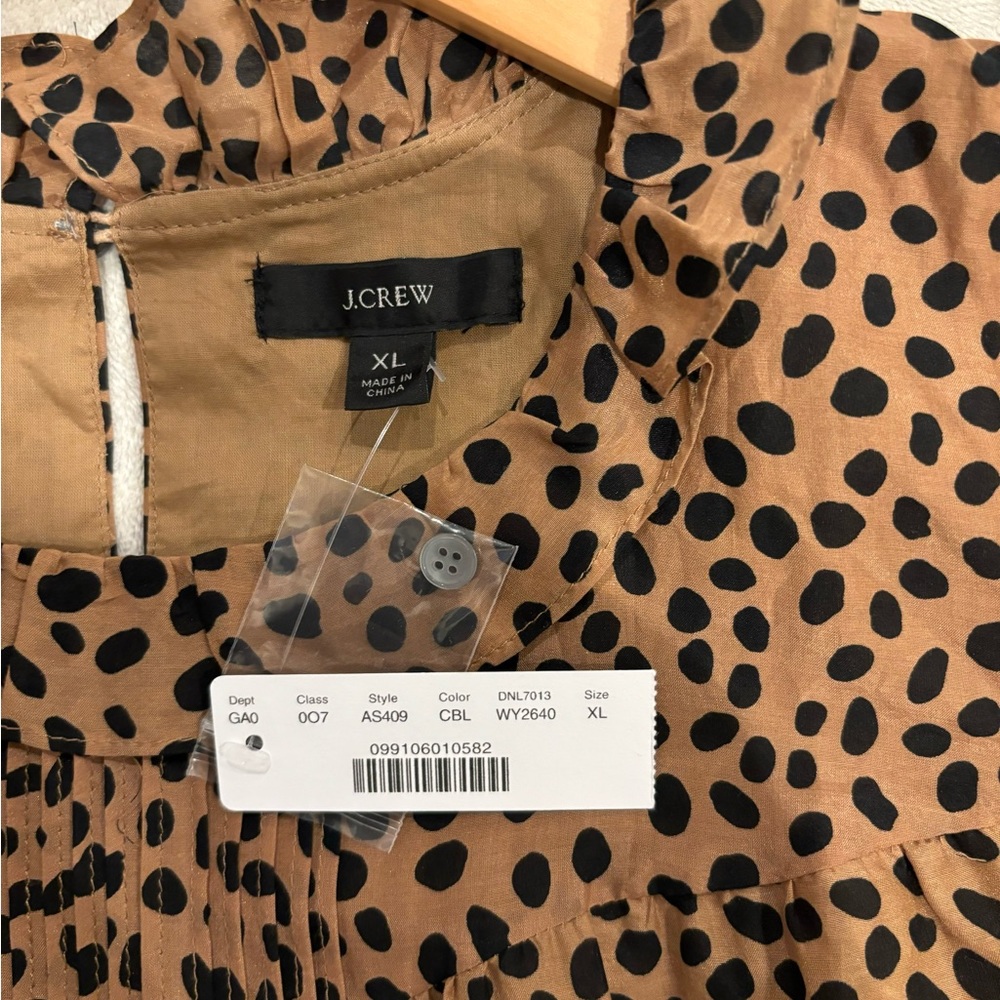 JCrew Flutter-sleeve cotton-silk voile top in leopard dot XL - NWT
